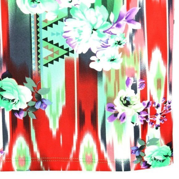 MOA Pencil Skirt Green Purple Red White Floral Stretch 2XL XXL‎ - Picture 7 of 12